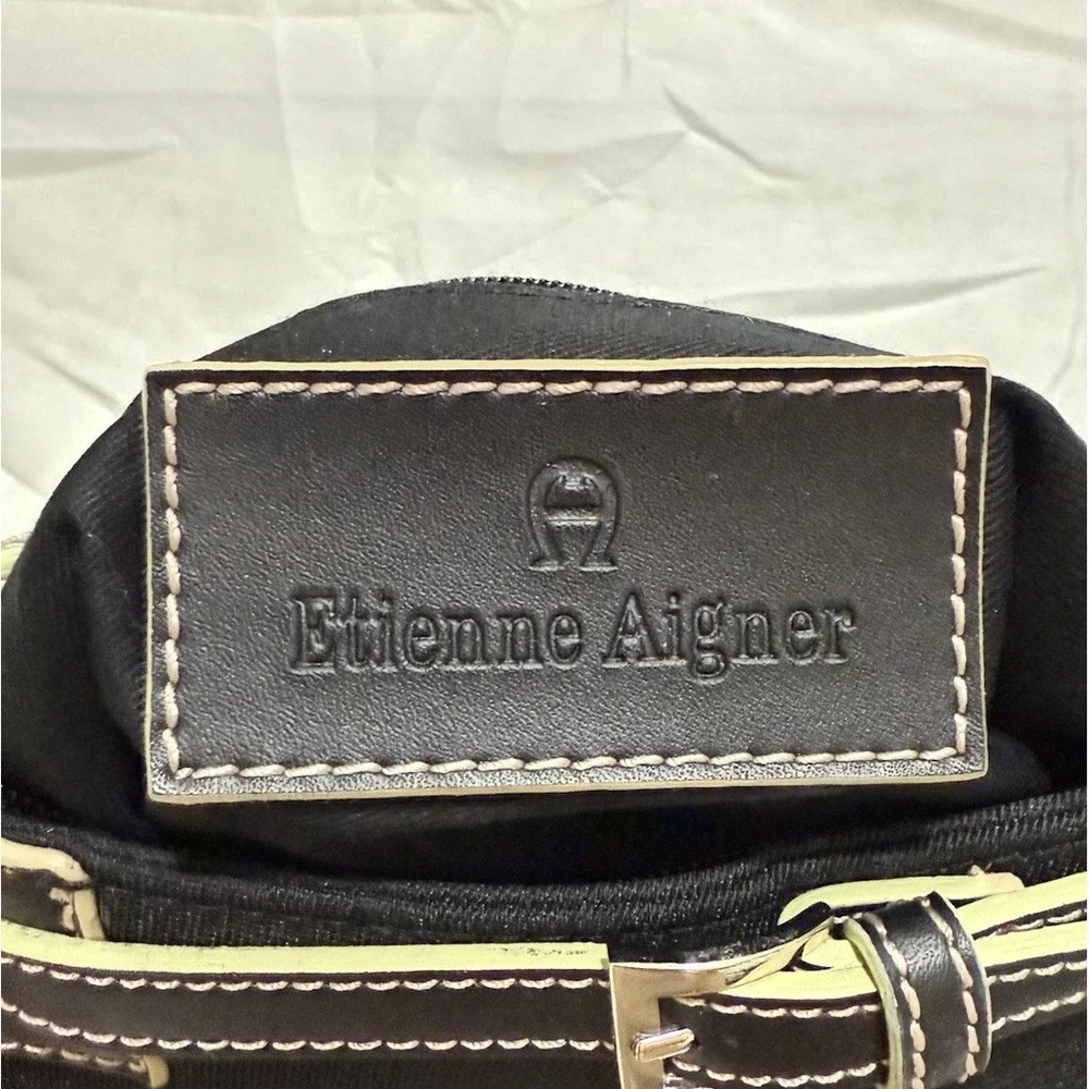 Etienne Aigner‎ Black Nylon Canvas & Leather Handbag/Purse
